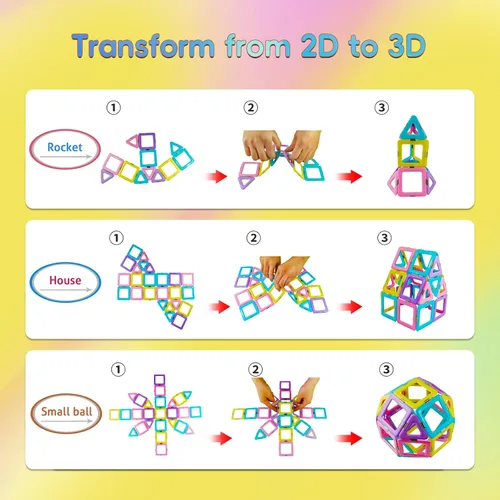 Miniatura 2 de TOKBLOK Juego de Azulejos Magnéticos Pastel - 40 Piezas Bloques de Construcción STEM para Niños de 3 a 8 Años, Juguete Creativo y Educativo