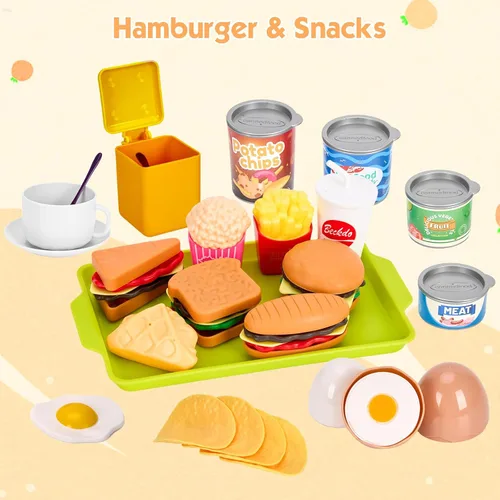 Miniatura 5 de 118 piezas de mini accesorios de cocina para niños, juego de cocina de simulación con utensilios de cocina, vajilla y 2 juegos de frutas, regalo