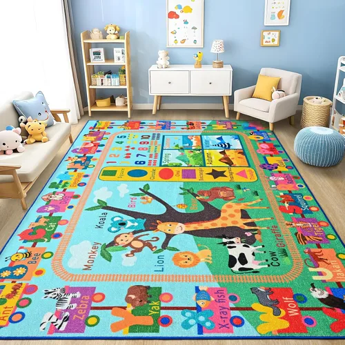 Miniatura 3 de Alfombra infantil para sala de juegos, alfombra educativa ABC de 3 x 5 pies para aula, alfombra divertida del alfabeto para aprender números