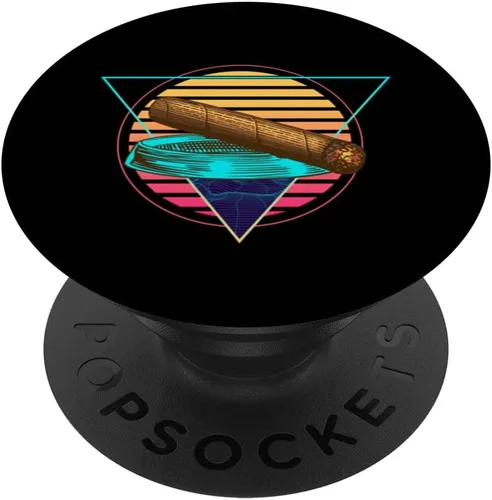 Miniatura 6 de Retro Futuristic Synthwave Vaporwave Cigar Smoking Aesthetic PopSockets MagSafe PopGrip for iPhone