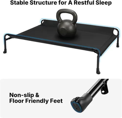 Miniatura 4 de Veehoo Cama para perros al aire libre, camas elevadas para perros grandes, cama elevada para perros con reposacabezas, cuna refrescante lavable