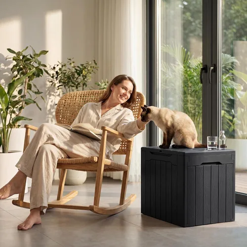 Miniatura 4 de Devoko 29 Gallon Waterproof Outdoor Storage Box Resin Deck Box Lockable and UV Resistant for Patio Furniture, Garden Tools (Black, 29 Gallon)