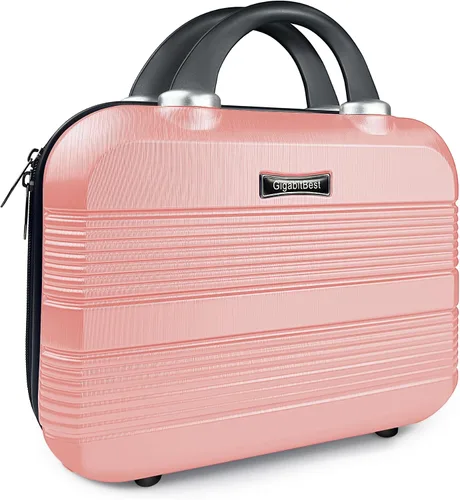 Miniatura 11 de Estuche de viaje portátil de maquillaje rígido de 14 pulgadas, elegante organizador de cosméticos de PC + ABS para mujer, resistente a los arañazos