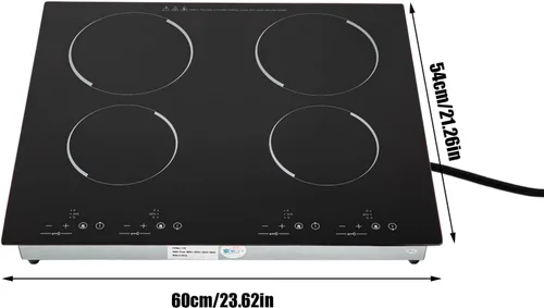 Miniatura 4 de Estufa eléctrica de 23.6 pulgadas con control táctil de 3000 W, con 4 quemadores, estufa eléctrica radiante de 110 V (sin enchufe) con 9 niveles
