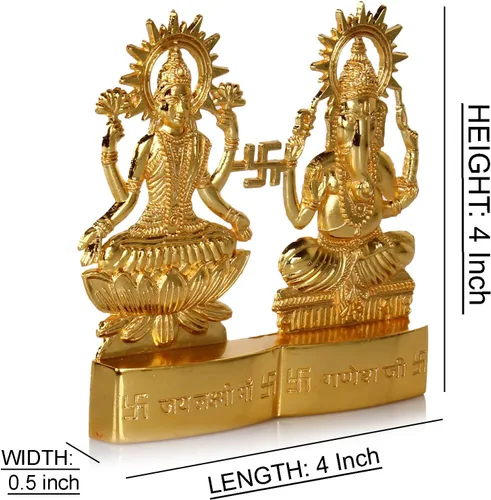 Miniatura 4 de Hashcart Estatua de Lakshmi Ganesha - Laxmi Ganesh Idol Murti [4 pulgadas, pequeña] - Mandir Home, regalo de Diwali