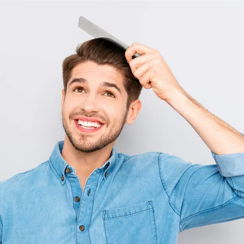 Miniatura 6 de Patelai Peine de metal de acero inoxidable para hombres, peine de peluquero de doble cara plateado, dientes anchos y finos, antiestático para cortar