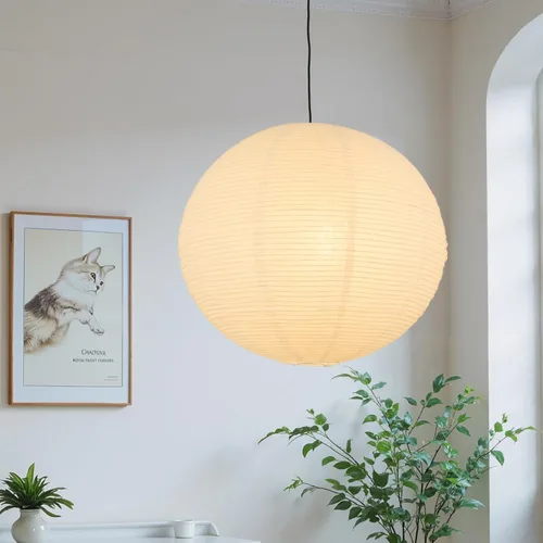 Pantalla de lámpara de linterna de papel redonda blanca, pantalla de luz colgante de linternas de papel grandes de 20"x20", diseño plegable chino