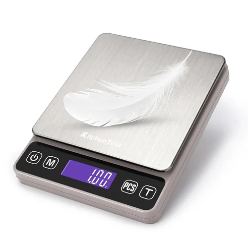 Miniatura 6 de Báscula Digital de Cocina KitchenTour - 3000g/0.1g - Báscula de Alimentos de Alta Precisión con 9 Unidades (g/oz/ml/lb/lb:oz/gn/ozt/DWT/ct) - Negro