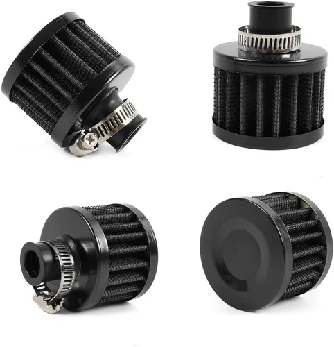 Miniatura 5 de 2 piezas de filtro de aire de entrada de aire frío con respiradero de 12 mm, filtro de respiración para tapa de válvulas para automóvil y Negro
