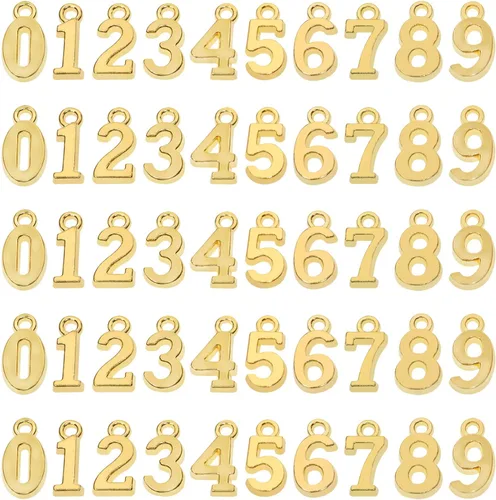 Miniatura 6 de Shapenty Colgantes de Dijes de Números 0-9 de Aleación Metálica para Manualidades DIY Llavero Broche Pulsera Muñequeras Collar Pendientes