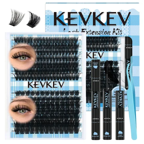 Miniatura 14 de KevKev Adhesivo y removedor de pestañas 2 en 1, pegamento de racimo de pestañas impermeable con fuerte retención de 48 horas, eliminación rápida sin