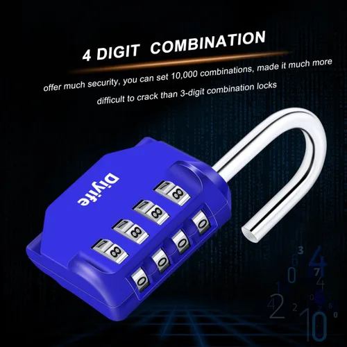 Miniatura 3 de Diyife - Paquete de 4 candados de combinación, 4 dígitos impermeables para exteriores para casillero escolar, casillero deportivo, gabinetes, valla