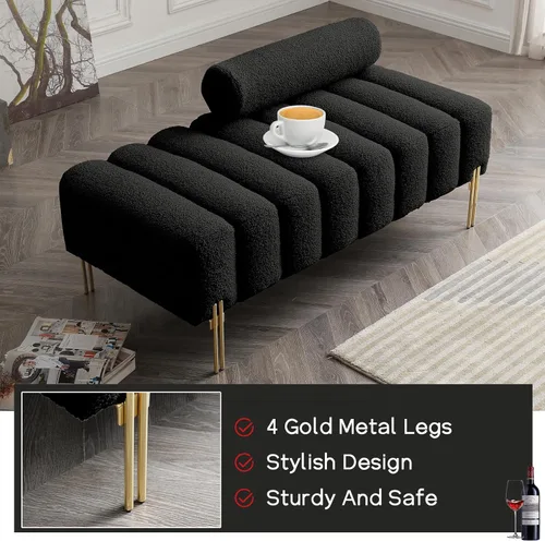 Miniatura 5 de NIOIIKIT Sofá loveseat moderno de 53.2", sofá de acento tapizado con patas doradas y respaldo ajustable, pequeños sofás de felpa teddy para Peluche
