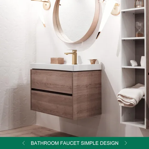 Miniatura 7 de VOTON Grifo de baño de oro cepillado, moderno grifo de baño de 1 agujero, grifo de lavabo de baño de una sola manija, oro cepillado con placa