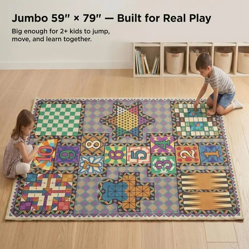 Miniatura 4 de Alfombra de juego para niños 7 en 1 y alfombra de sala de juegos, alfombra de guardería jumbo de 79 x 59 pulgadas, lavable a máquina y plegable, 7