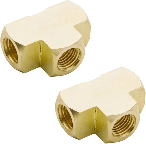 Instalación de tubería de latón, camiseta Barstock, 1/2 pulgada NPT hembra x 1/2 pulgada NPT hembra x 1/2 pulgada NPT hembra (paquete de 2)