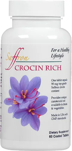 Crocin Suplemento para la salud ocular | Apoya la presión ocular, la visión y la salud macular | Crocina rica en luteína y zeaxantina (60 tabletas)