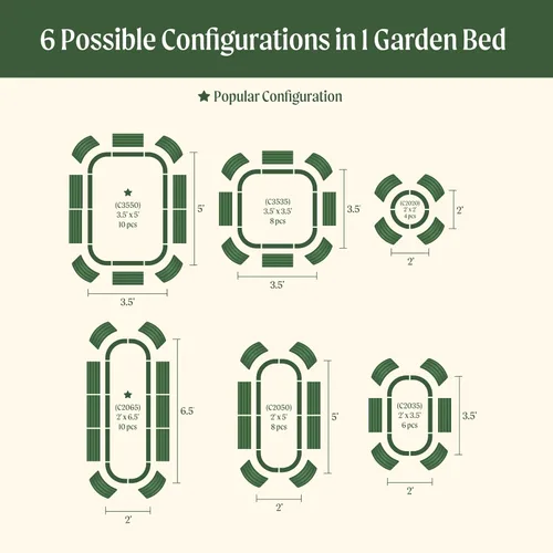Miniatura 3 de Kits de cama de jardín elevada de Vego Garden Aluzinc, cama de plantación elevada de metal modular de 17" de alto, 6 en 1 para verduras, flores
