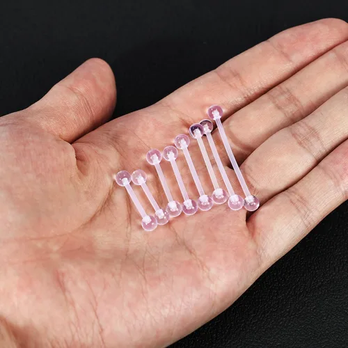 Miniatura 5 de Piercing para lengua de acrílico flexible de 0.49 oz, transparente, para el trabajo, embarazo, resonancia magnética, cirugía y más, 0.47 a 1.49
