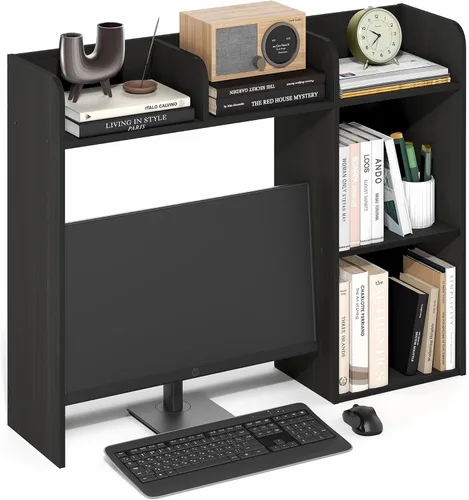 Furinno Estante de escritorio clásico, gabinete de escritorio de 5 estantes, estante para libros, organizador de escritorio de 3 niveles, para