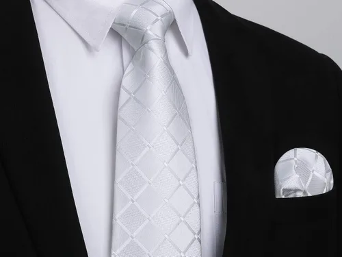 Miniatura 143 de HISDERN Conjunto de corbata a cuadros a cuadros pañuelo tejido clásico formal para hombre corbata y bolsillo cuadrado