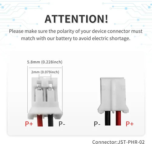 Miniatura 3 de Batería de polímero de litio de 3.7 V 350 mAh 702030 recargable con cables y conector JST-PHR-02 de 2 pines para altavoz Bluetooth y dispositivo