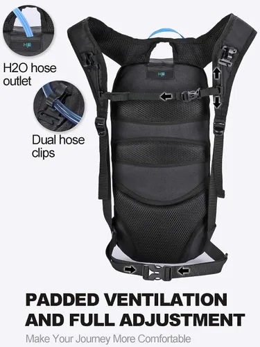 Miniatura 5 de Hydration Backpack, Lightweight Hydration Pack with 2L Water Bladder, 6L Water Backpack for Men Women Cycling, Hiking, Mountain Biking, Skiing