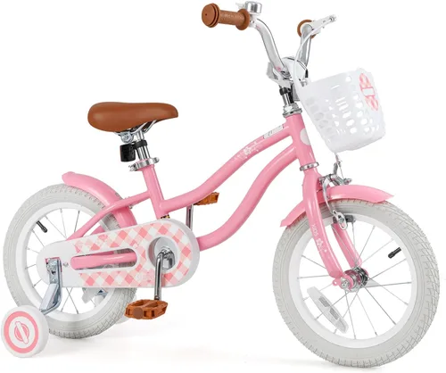 Miniatura 22 de BABY JOY Kids Bike, 12 14 16 18 20 Inch Boys Girls Bike w/Adjustable Seat, Removable Basket, Handbrake & Coaster Brake, Training Wheels or Turquesa