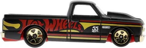 Miniatura 3 de Hot Wheels - Vehículo coleccionable fundido a presión, edición 55 aniversario, negro y dorado, inspirado en la camioneta Chevy C10 '67 ~ 1/6