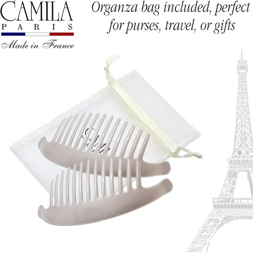 Miniatura 6 de Camila Paris CP3016 - Peines laterales franceses para el cabello, peines entrelazados con perlas beige, pinzas de sujeción fuerte para mujer, moño
