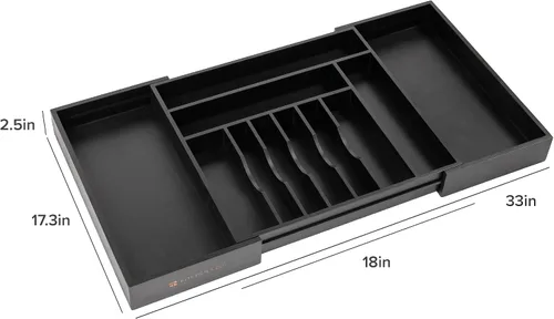 Miniatura 8 de KitchenEdge Organizador Premium de Cubiertos, Vajilla y Utensilios para Cajones de Cocina, Grado Contractual Apto para Alimentos, Expandible de 18 a