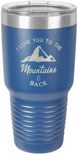 Miniatura 15 de Vaso negro de 30 onzas con popote y tapa superior deslizante con texto en inglés "I love you to the mountains and back", color negro