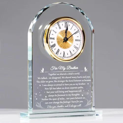 Miniatura 14 de YWHL Regalos de cumpleaños para mujeres y hombres, regalo significativo de agradecimiento para mujeres, reloj de mesa de vidrio grabado con láser