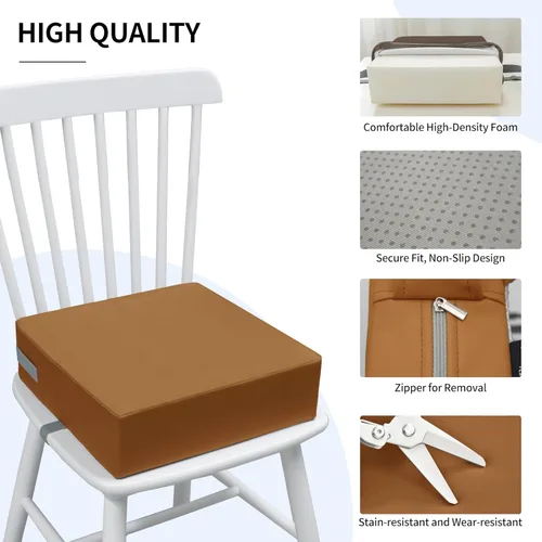 Miniatura 4 de Eiury Asiento elevador para bebé para mesa de comedor y silla de cocina, cojín de PU impermeable y antiarañazos, parte inferior antideslizante