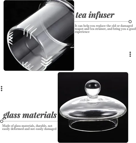 Miniatura 5 de Filtro de tetera de repuesto universal de vidrio infusor de té con tapa, colador de té, tetera de vidrio de repuesto para 20.3 fl oz
