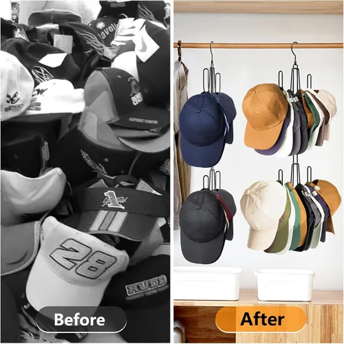 Miniatura 5 de NANATI Perchas de sombrero para armario, organizador de sombreros de acero inoxidable, estantes para gorras de béisbol, organizador de gorras