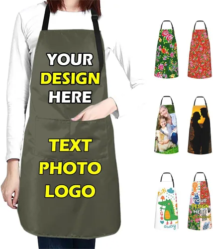 Miniatura 19 de Delantales impermeables personalizados para diseñar tu propia imagen, logotipo, texto, añadir fotos, delantal para cocinar hornear, 33 x 27.5