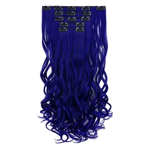 Miniatura 58 de Extensiones de cabello negro lacio, 2 juegos de extensiones de cabello con clip para mujeres, Halloween, 5 piezas de 22 pulgadas, piezas de cabello