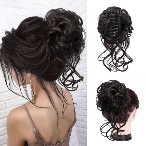 Miniatura 13 de Extensiones de moño grandes y desordenadas para mujer, onduladas, rizadas, extensiones de moño falso, extensiones de cola de caballo para recoger