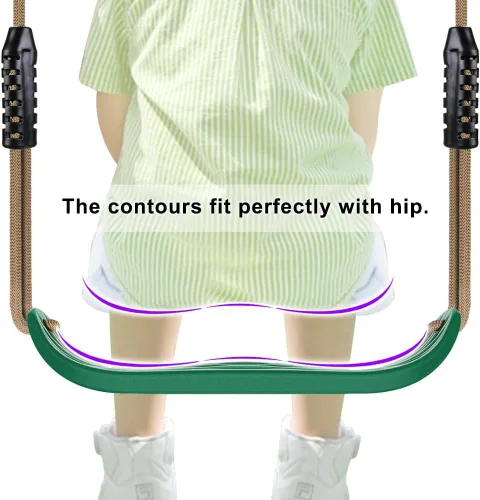 Miniatura 3 de SELEWARE Paquete de 2 asientos de columpio de plástico resistente con cuerda ajustable y conexión rápida, accesorios de repuesto para niños y Verde
