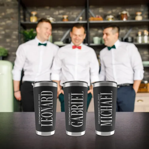 Miniatura 6 de Regalos de padrinos de boda, vaso personalizado con inicial grabada, nombre y título, 20 onzas, 3 colores, vaso de acero inoxidable de doble pared
