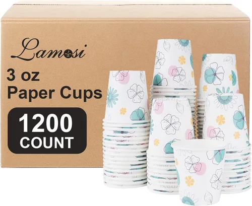 Miniatura 10 de Lamosi Paquete de 300 tazas de baño de 3 onzas, vasos de papel de 3 onzas, taza de enjuague bucal, mini taza de papel para fiestas, pícnics