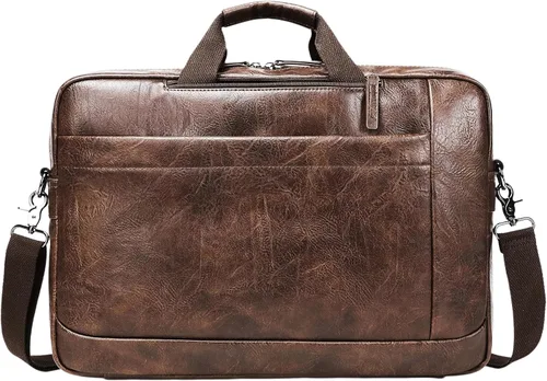 Miniatura 11 de Bolso de Mensajero de Cuero Sintético para Hombre Bolsa de Laptop de 17-17.3 Pulgadas para Hombre Bolsa de Cuero de Oficina Convertible Mochila 3