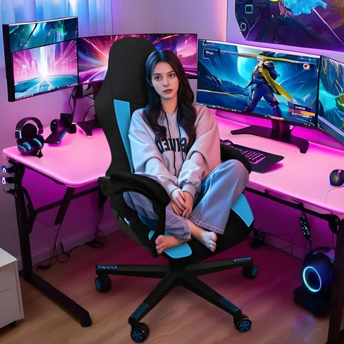Miniatura 2 de Fundas para Sillas Gaming Solamente, Elásticas Suaves Gruesas de Malla Transpirable Resistentes a Rayones Funda de Asiento para Silla Gaming con 2