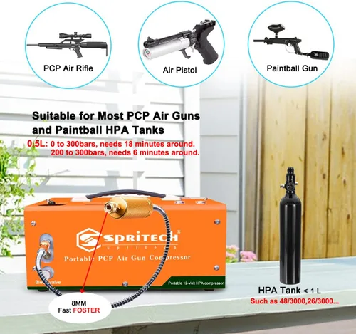 Miniatura 3 de Compresor de aire PCP, apagado automático de 4500 Psi/30 Mpa sin aceite/agua, pistola de aire de presión establecida y bomba de tanque de paintball