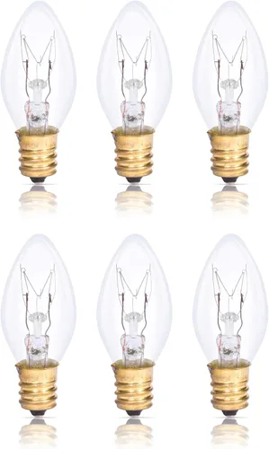 Miniatura 9 de Simba Lighting Bombilla de repuesto C7 de 4 W (paquete de 6) para luz nocturna, forma de vela transparente, 120 V, base de candelabro E12