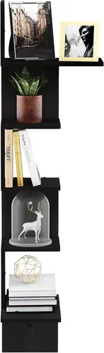 Miniatura 3 de Furinno Estantería radial para esquina de pared, montaje flotante de 3 niveles Espresso / negro