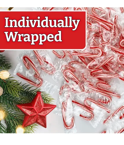 Miniatura 3 de Mini bastones de caramelo de menta (100 caramelos envueltos individualmente) dulces de Navidad a granel Incluye calcomanía divertida de SameDay