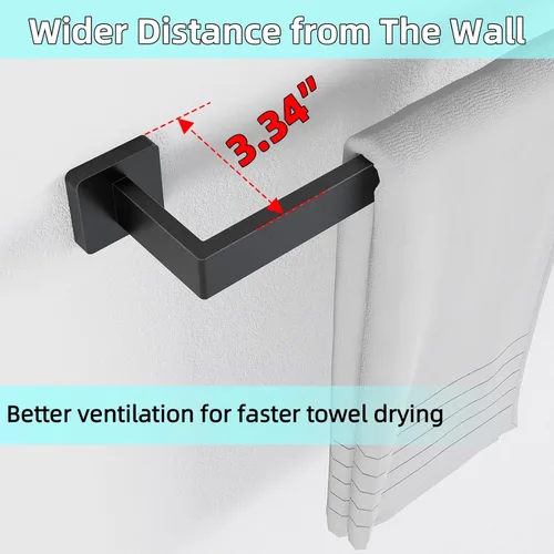 Miniatura 3 de Toallero de baño de 24 pulgadas, toalleros de 24 pulgadas para montaje en pared de baño, organizador de toallas de mano de acero inoxidable 304