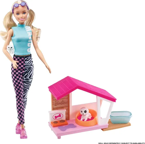 Miniatura 2 de Barbie Mini juego con 2 cachorros de mascotas, caseta para perros y accesorios para mascotas, regalo para niños de 3 a 7 años